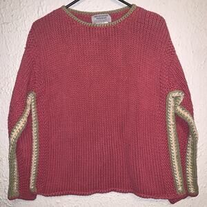 Vintage Indigenous Designs Women's Pink Hand Knit Sweater Large